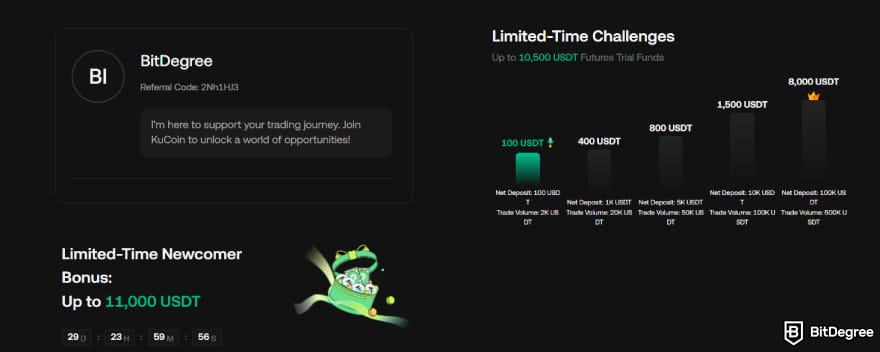 Crypto Black Friday deals: KuCoin's and BitDegree's page.