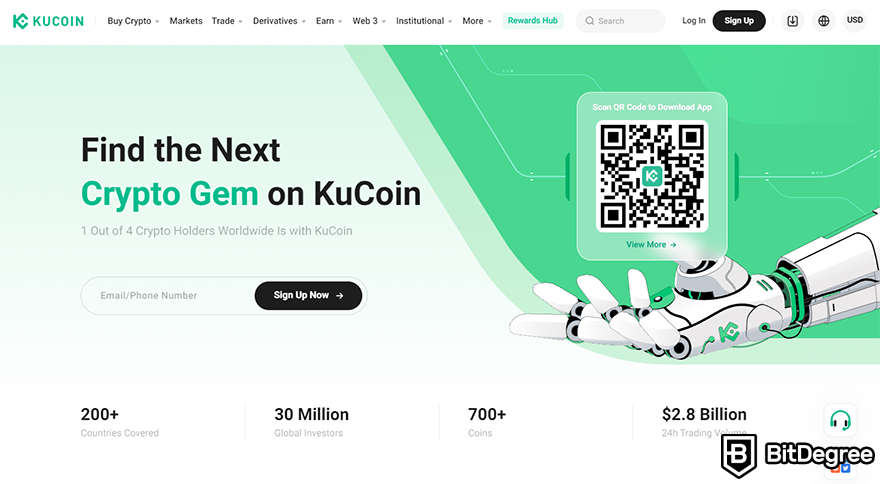 Crypto chart patterns: KuCoin homepage.