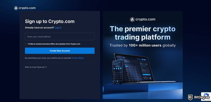 Crypto.com lending: sign up.