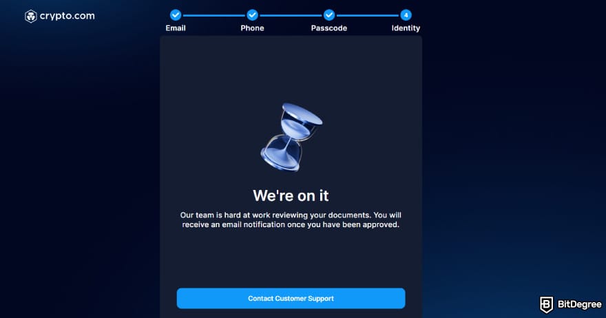 Crypto.com referral code: the last step of KYC verification.