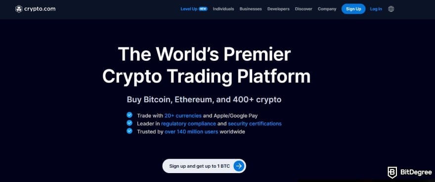 Crypto.com review: Crypto.com homepage.