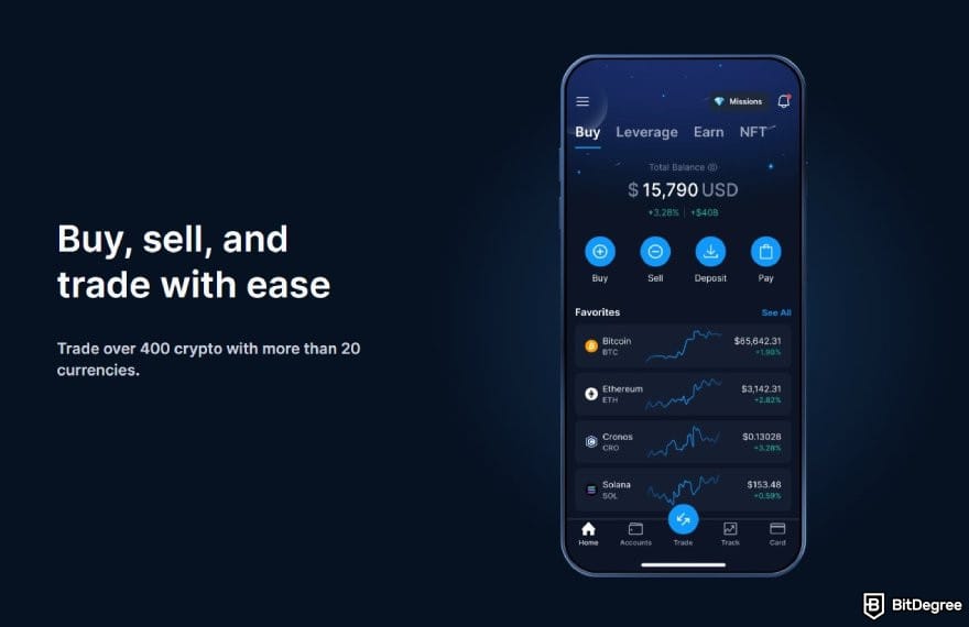 Crypto.com review: the section promoting Crypto.com app intuitive UX on its official website.
