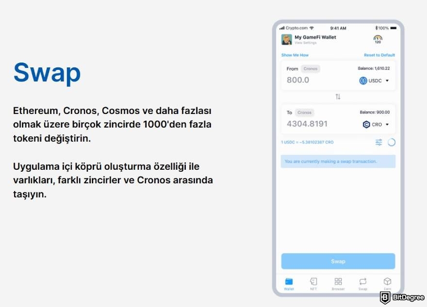 Crypto.com Wallet İncelemesi: Swap