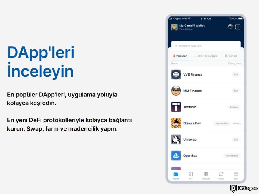 Crypto.com Wallet İncelemesi: dApp'ler