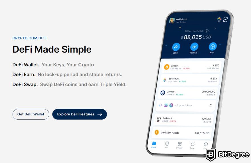 Crypto.com wallet review: DeFi wallet features.