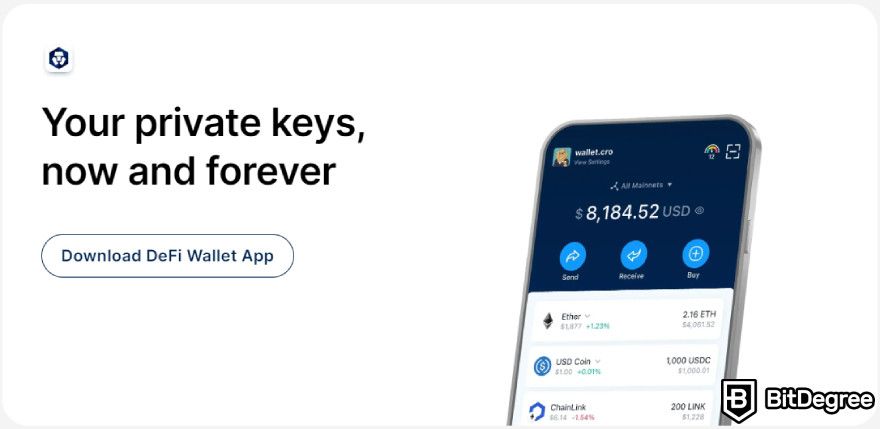 Crypto.com wallet review: private keys security.