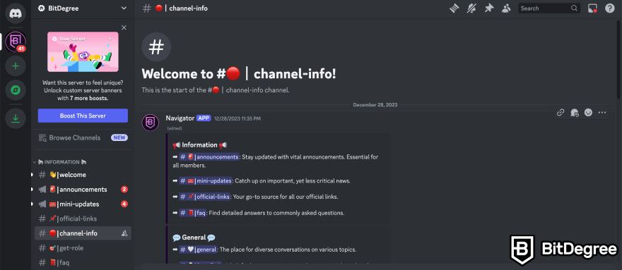 Crypto Discords: BitDegree Discord channel info.