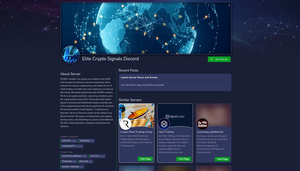 Crypto Discord: bản xem trước của máy chủ Elite Crypto Signals Discord trên discord.me.