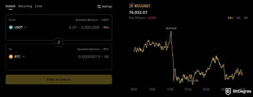 Binance vs Bybit: Binance Convert.