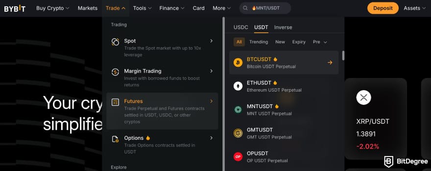 Binance vs Bybit: choosing a perpetual contract on Bybit.