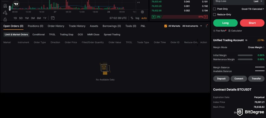 Binance vs Bybit: a place to monitor orders on Bybit.