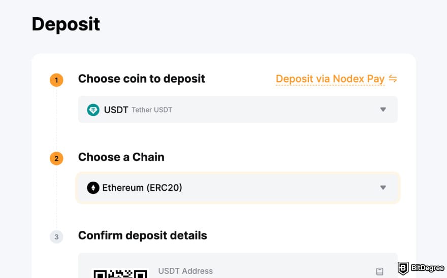 Binance vs Bybit: making a crypto deposit on Bybit.