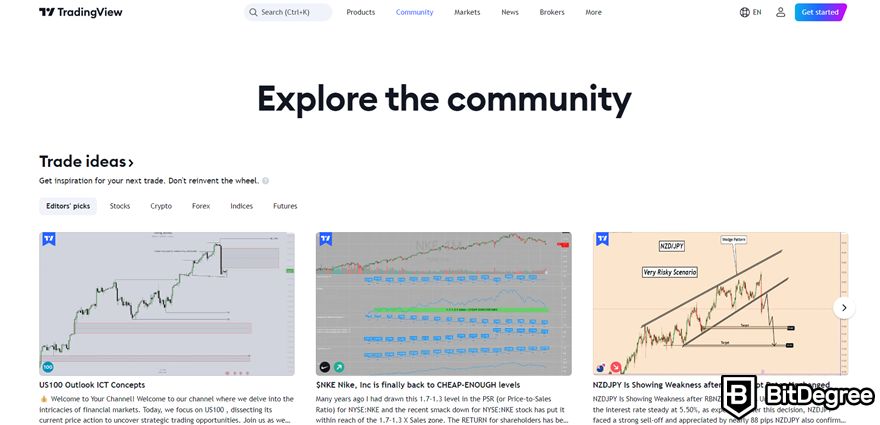 Crypto forums: TradingView's community page.