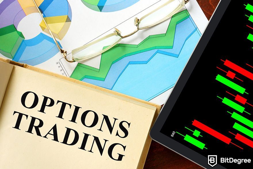 Crypto options trading: charts and books.