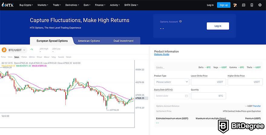 Crypto options trading: HTX (previously Huobi) options trading.