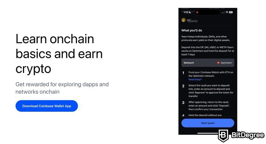 Crypto quests: Coinbase Learn.