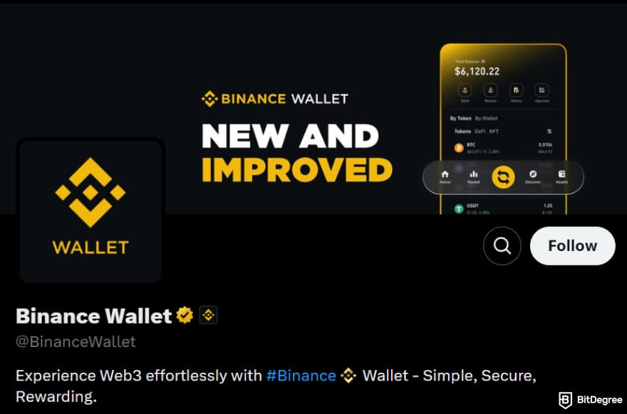 Crypto wallet for business: Binance Wallet's X profile.