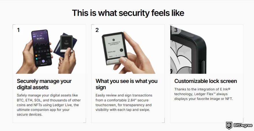 Crypto wallet for business: Ledger Flex's security features.