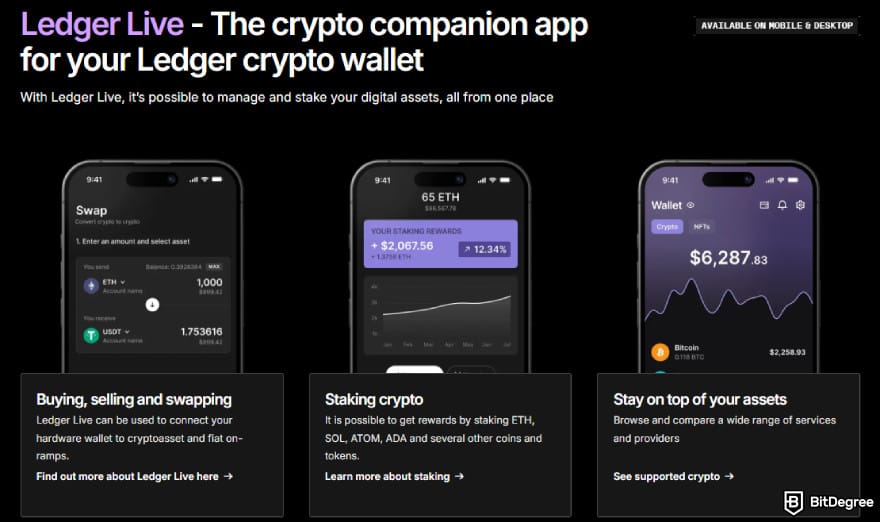 Crypto wallet for business: Ledger Live features.