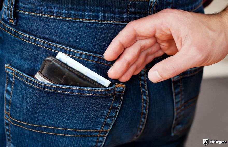 Crypto wallet security: a pickpocket gets wallet out of pocket.