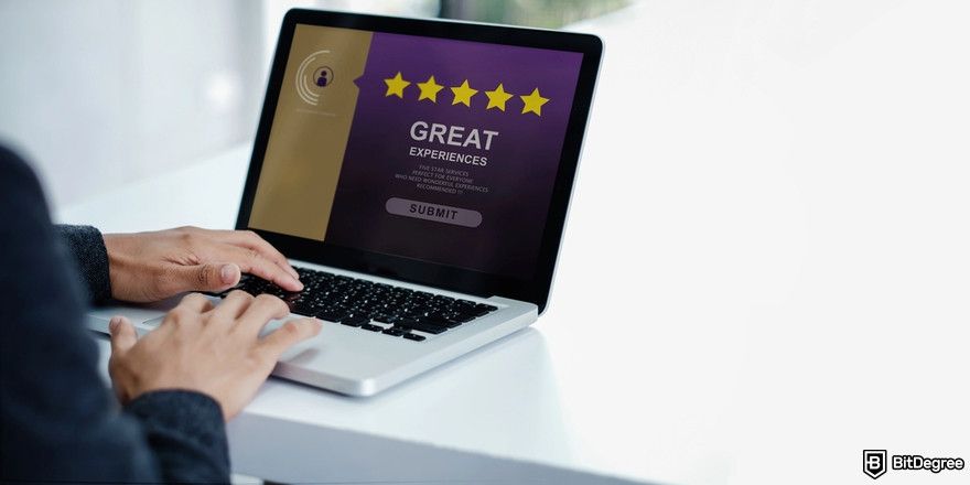 Crypto wallet security: a man giving a five star rating.