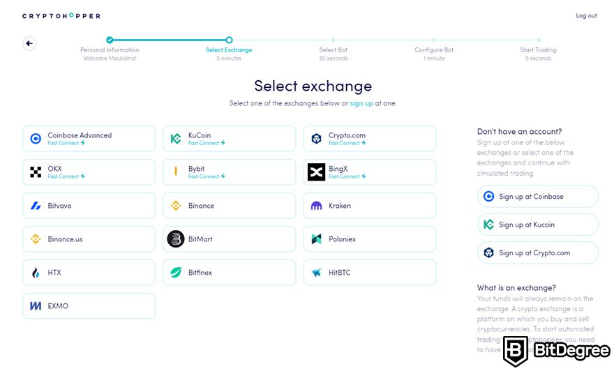 Ulasan Cryptohopper: bursa di Cryptohopper.