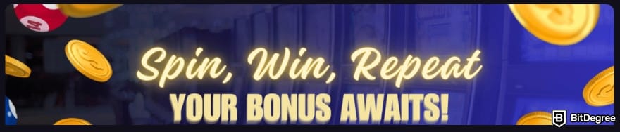 CryptoLeo casino review: banner ad about the platform's bonuses.
