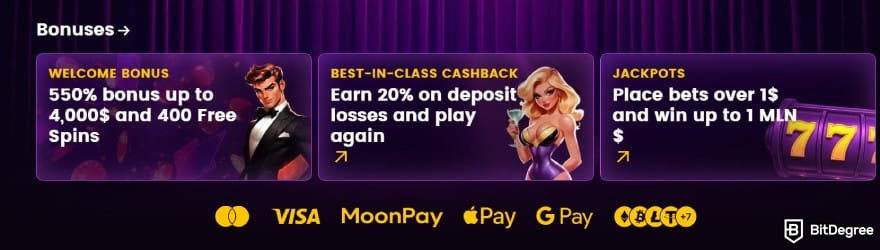 CryptoLeo casino review: iWild casino payment supports.
