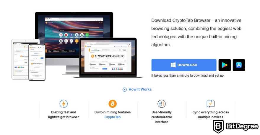 CryptoTab Browser review: download page.