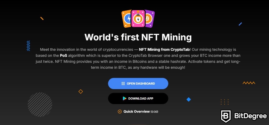 CryptoTab Browser review: NFTs mining service.