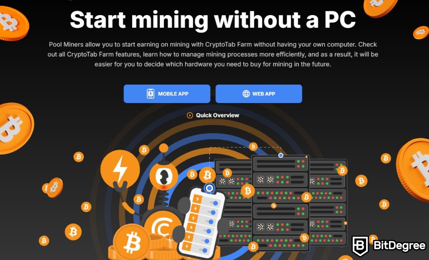 CryptoTab Browser review: Pool Miners interface.