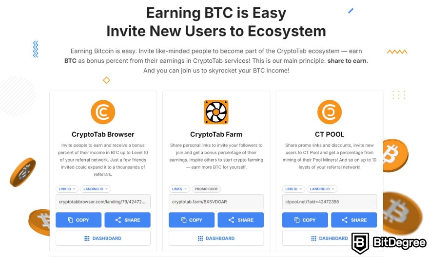 CryptoTab Browser review: referral programs.