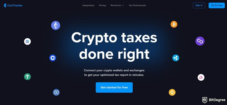 CryptoTaxCalculator review: CoinTracker homepage.