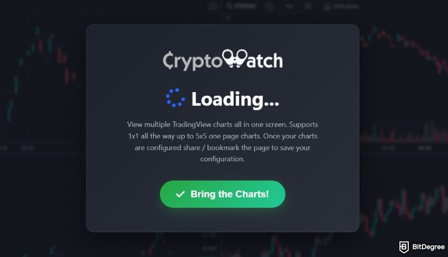 CryptoWatch review: the welcome message of CryptoWatch.