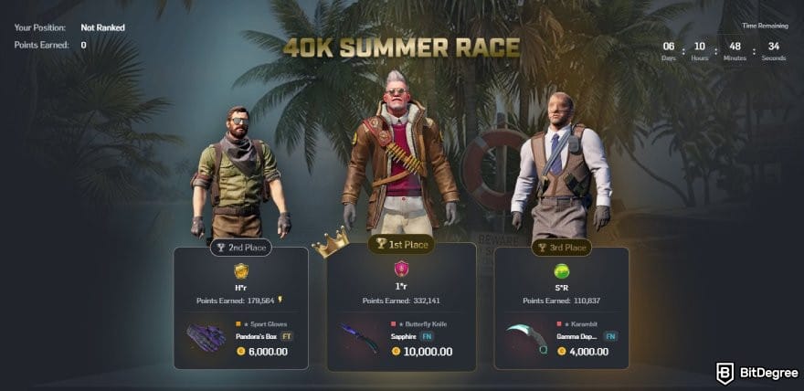 CSGORoll promo code: the event page on CSGORoll.