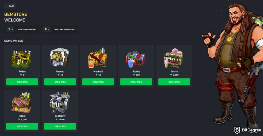 CSGORoll promo code: the Gemstore page on CSGORoll.
