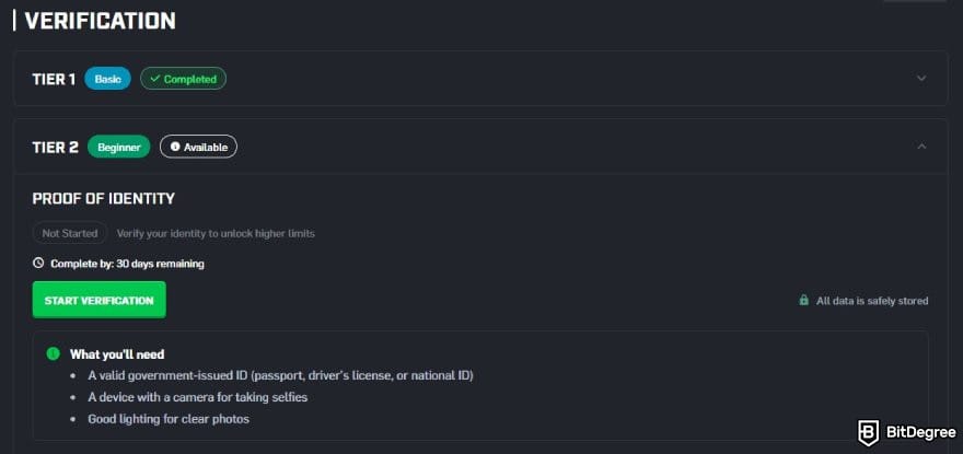 CSGORoll promo code: the account verification page on CSGORoll.