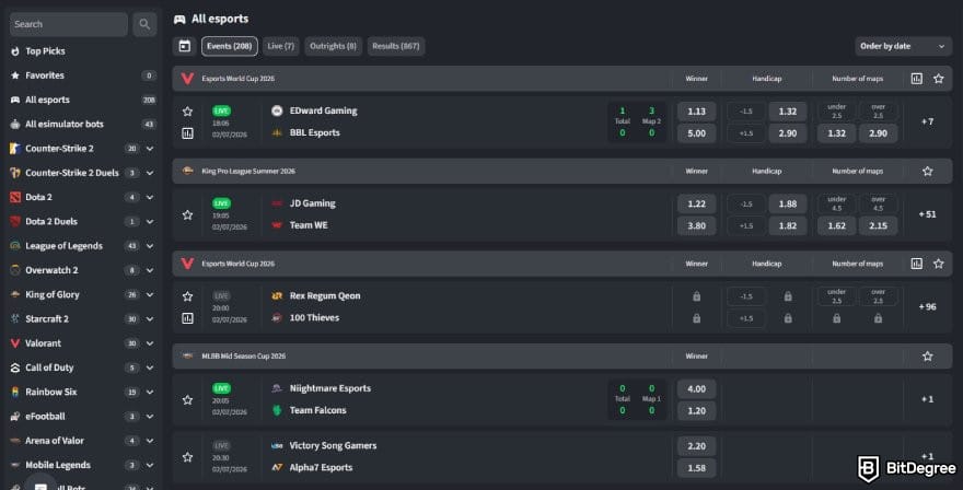CSGORoll promo code: the eSports betting page on CSGORoll.