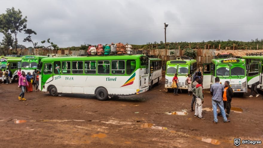 Currency devaluation in Nigeria: view of the bus station.