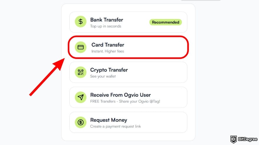 Currency devaluation in Nigeria: choose [Card Transfer] from the list.
