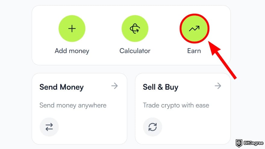 Currency devaluation in Nigeria: choose the [Earn] option.