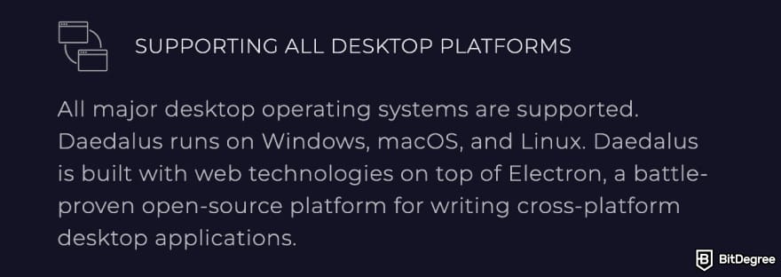 Daedalus wallet review: Daedalus showing what operating systems it supports.