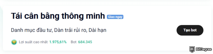 Đánh giá bot giao dịch KuCoin: bản xem trước của bot KuCoin Smart Rebalance.