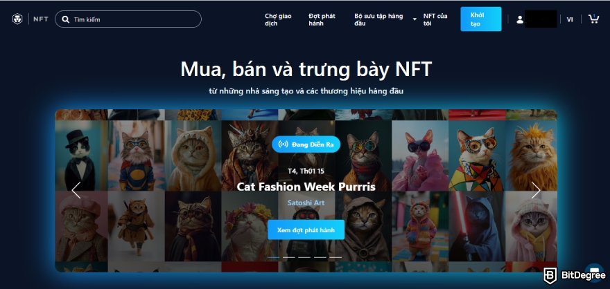 Đánh giá Crypto.com NFT: nút "Khởi tạo".