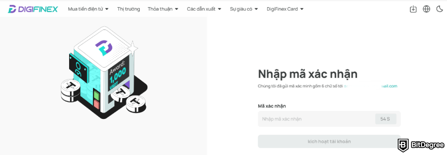 Đánh giá DigiFinex: Nhập mã xác nhận.