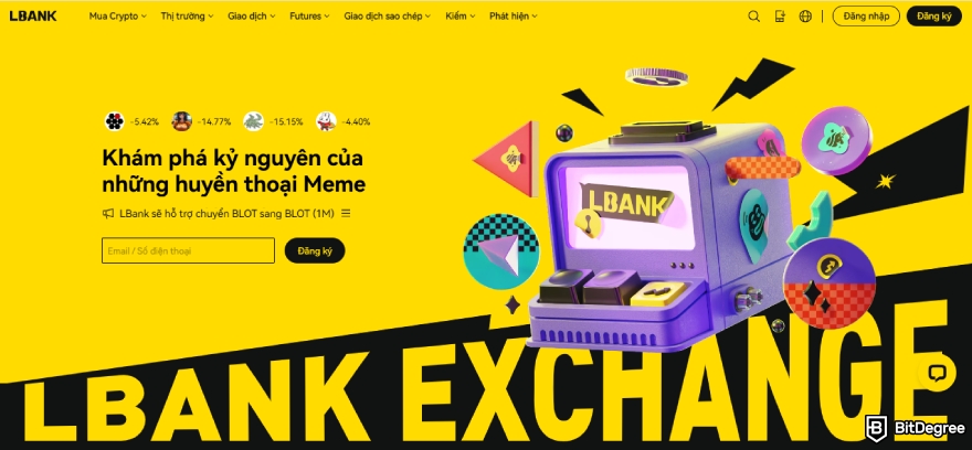 Đánh giá LBank: Trang chủ.