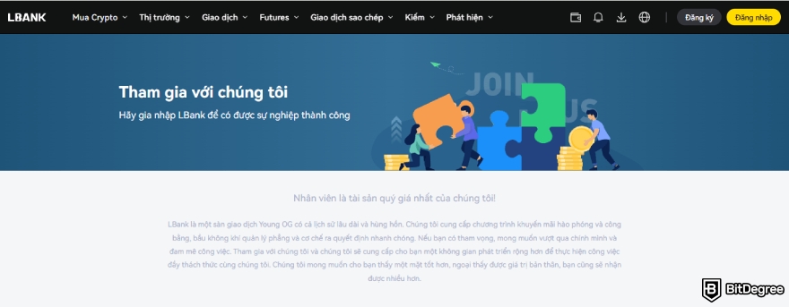 Đánh giá LBank: Trang tham gia nền tảng.