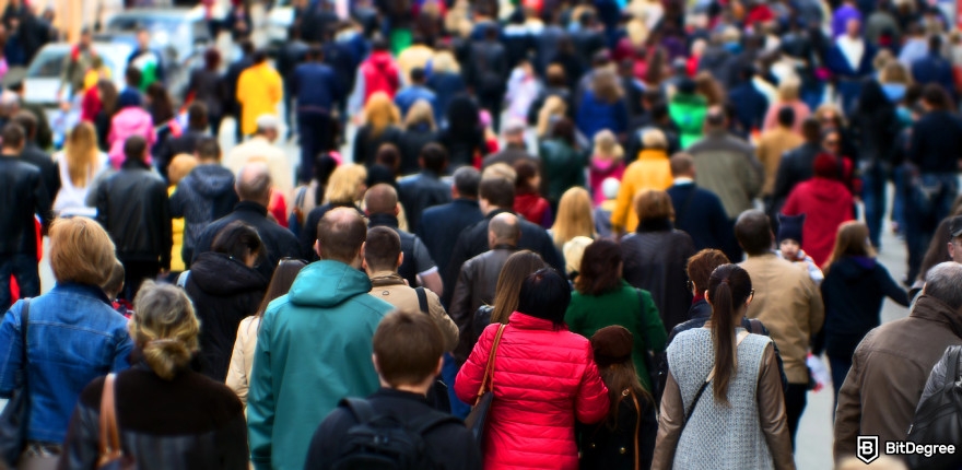 Decentralization vs. Government Control: The Battle for Financial Freedom: people walking in a city.