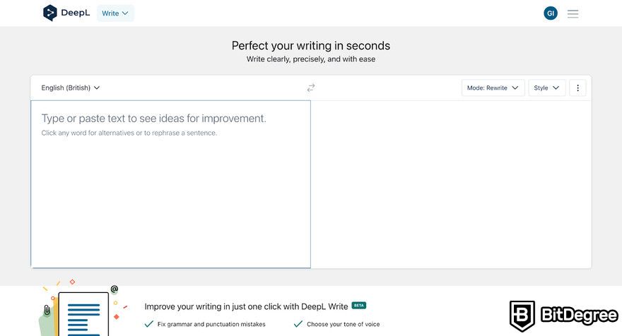 DeepL review: DeepL Write page.