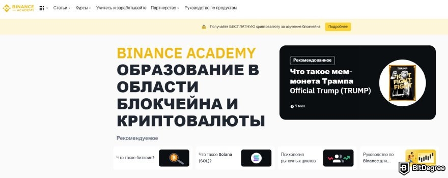 DeFi скам: главная страница Binance Academy.